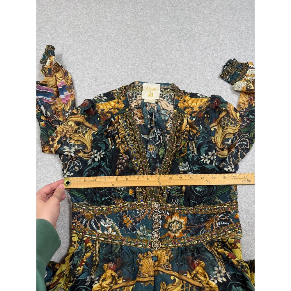 Camilla Button Dress Shaped Waistband Womens Size AU XL Silk Verdis World - Picture 7 of 7